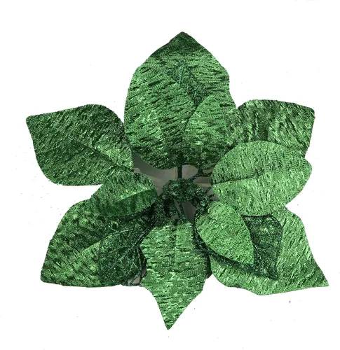 Miniatura 22 de YYCRAFT 12 flores artificiales de seda brillante con purpurina para decoración de árbol de Navidad (plata, 8 pulgadas)