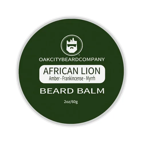 Miniatura 2 de OakCityBeardCo. - León africano - 2 onzas - Bálsamo para barba - Ámbar - Incienso - Mirra - Sándalo - Pachulí - Acondicionador de barba