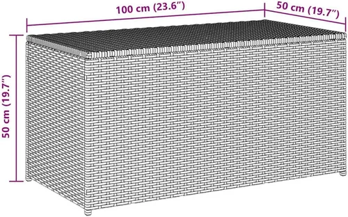Miniatura 3 de vidaXL Caja de almacenamiento para patio: almacenamiento de artículos de jardín de ratán de polietileno duradero, marco de acero con recubrimiento