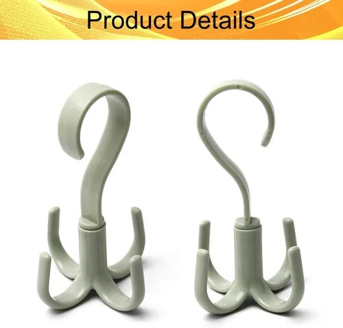 Miniatura 3 de 2 ganchos giratorios para cinturón de 360 grados, con 4 ganchos para secar toallas, brasieres, ropa, guantes, ropa de plástico, colgador de secado