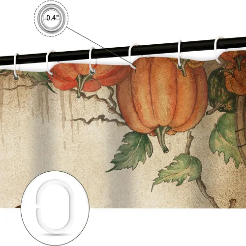 Miniatura 5 de Wathon Cortina de ducha con versículo bíblico, decoración de baño de otoño, cita de las Escrituras cristianas con calabaza de cosecha de otoño, Retro