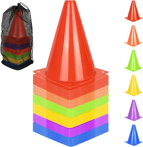 Miniatura 12 de PXZBLG 12/24/50 conos de fútbol, conos de fútbol de 17 cm, conos de tráfico de plástico, conos de entrenamiento para baloncesto, fútbol y patinaje
