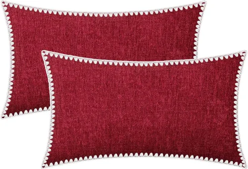 Miniatura 15 de BRAWARM Fundas de almohada 40x40 cm - Paquete de 2 fundas de almohada de chenilla negra, fundas de almohada de chenilla suave teñida sólida