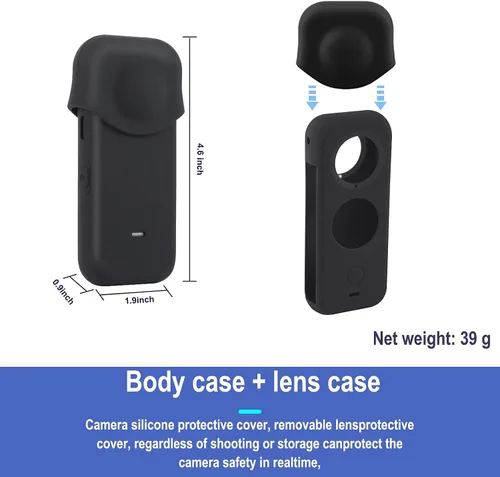 Miniatura 3 de Accesorios de protección para Insta360 One X2, funda de goma para cámara de acción con kit de cubierta de lente de silicona (negro)