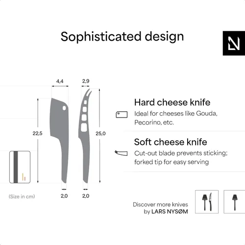 Miniatura 4 de LARS NYSØM Juego de cuchillos de queso Edge 2 uds. Juego de cuchillos de queso I de acero inoxidable I Caja de regalo premium I Perfecto como regalo