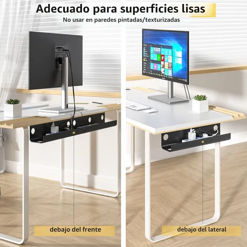 Miniatura 5 de Yecaye - Paquete de 2 organizadores de cables para debajo del escritorio, bandeja de gestión de cables de 80 cm para debajo del escritorio