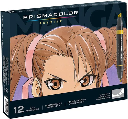 Prismacolor Premier Marcadores de Arte de Doble Punta con Punta Fina y Punta de Cincel, Colores Manga para Colorear para Adultos, 12 Unidades