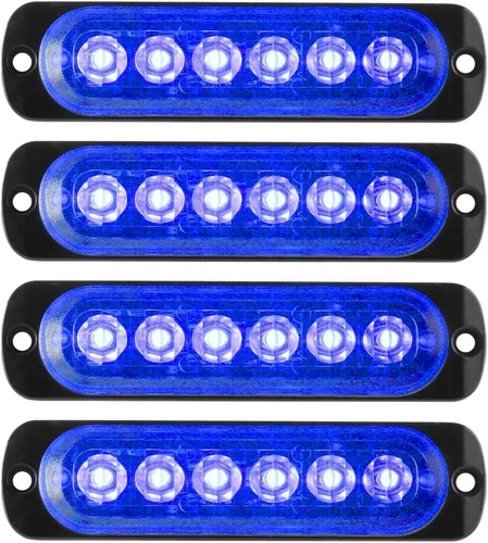 Miniatura 20 de Barra de luz estroboscópica de 4 piezas, 4 LED, ámbar, ultra delgada, con función de sincronización, para coche o camión, luz de emergencia