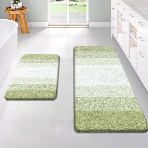 Miniatura 117 de OLANLY Juego de 2 alfombras de baño de microfibra suave y absorbente, antideslizantes, se pueden lavar y secar a máquina, alfombras de baño peludas