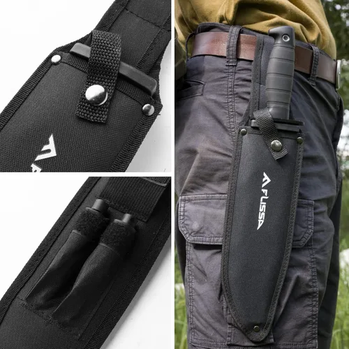 Miniatura 5 de Cuchillo de supervivencia y caza FLISSA con vaina, cuchillo táctico Bowie de hoja fija de 15 pulgadas con afilador y arrancador de fuego