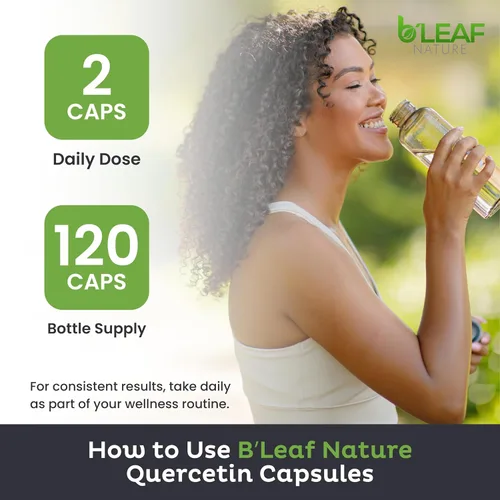 Miniatura 8 de B'LEAF NATURE Fitosoma de quercetina, 120 cápsulas – 1000 mg de quercetina de alta absorción con vitamina C y zinc – Suplemento de quercetina