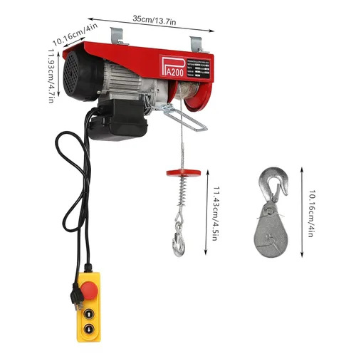 Miniatura 7 de Polipasto eléctrico de 440 libras con control remoto con cable y cabrestante eléctrico de eslingas simples/dobles, alzamiento de ático, elevador