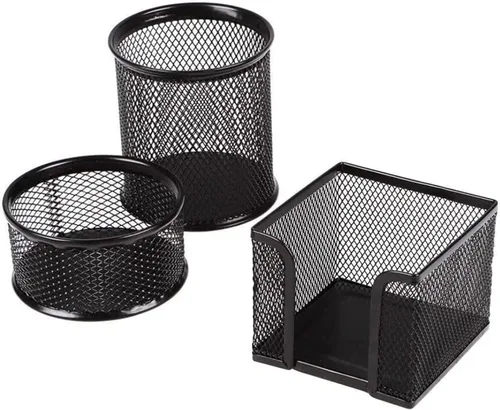 Portalápices de escritorio, organizador de lápices de malla metálica para bolígrafo, soporte de clip de papel, soporte para bloc de notas,