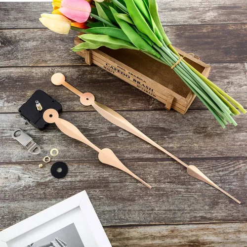 Miniatura 6 de Mecanismo de reloj Hicarer de repuesto de alto par de cuarzo con manecillas de pala de 12 pulgadas de largo para reloj DIY Dorado