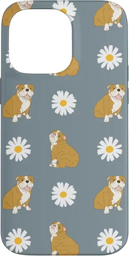 Miniatura 21 de Funda para iPhone 11 Pro English Bulldog and Daisy Flower Pattern Dusty Blue