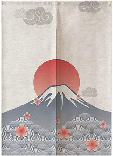 Miniatura 2 de MYRU Tapiz de cortina japonesa Noren para puerta (montaña de Fuji, 33.5 x 59 pulgadas)