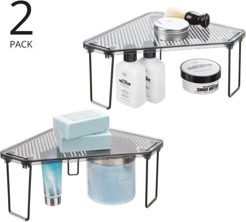 Miniatura 4 de mDesign Estante apilable de esquina de plástico/acero, estante organizador de almacenamiento para baño, tocador, encimera, fregadero, gabinete