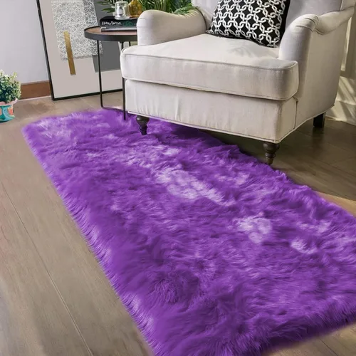 Miniatura 63 de Latepis - Tapete rectangular de piel sintética tipo lana de oveja suave, esponjosa y lavable para sala de estar, dormitorio, sala de juegos o Blanco