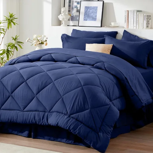 Miniatura 16 de Newspin - Juego de edredón de 6 piezas y tamaño individual XL, ropa de cama en una bolsa, con edredón y sábanas, fundas de almohada, sábana