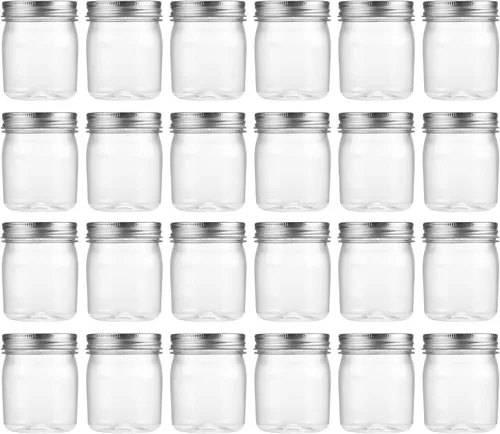 Miniatura 26 de novelinks Tarros de plástico transparente de 8 onzas con tapas herméticas, paquete de 16 tarros de plástico con tapas de 8 onzas, recipientes de Oro