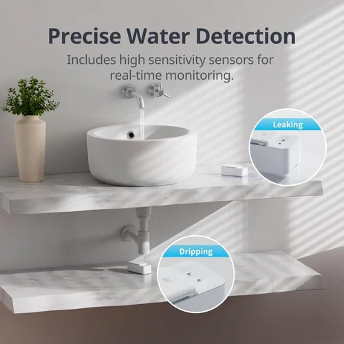 Miniatura 4 de SwitchBot Sensor de agua WiFi, detector inteligente de fugas de agua, alertas ajustables de 100 dB y alertas de aplicaciones, impermeable IP67