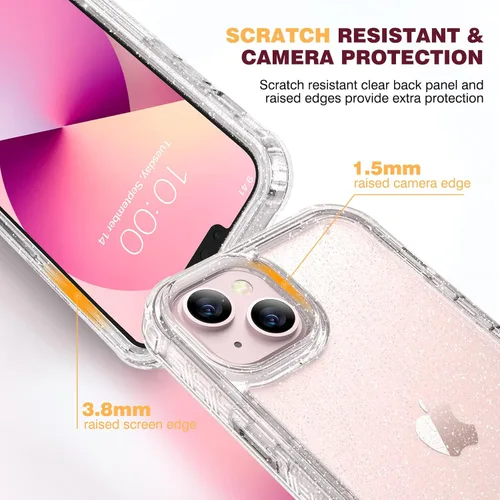 Miniatura 4 de Diaclara Diseñada para iPhone 13, cuerpo completo, resistente con protector de pantalla integrado sensible al tacto, antiarañazos, funda de TPU