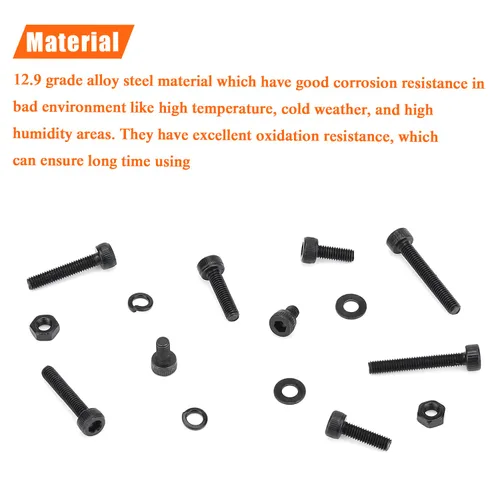 Miniatura 2 de HELIFOUNER 560 piezas M3 x 0.157 in, 0.236 in, 0.315 in, 0.394 in, 0.472 in, 0.630 in, 0.787 in, cabeza hexagonal, tornillos, arandelas, tuercas