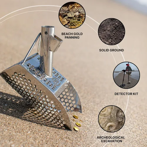 Miniatura 6 de CKG Cucharas de arena para la detección de metales en la playa, pala de acero inoxidable para la detección de metales en la playa, caza de tesoros