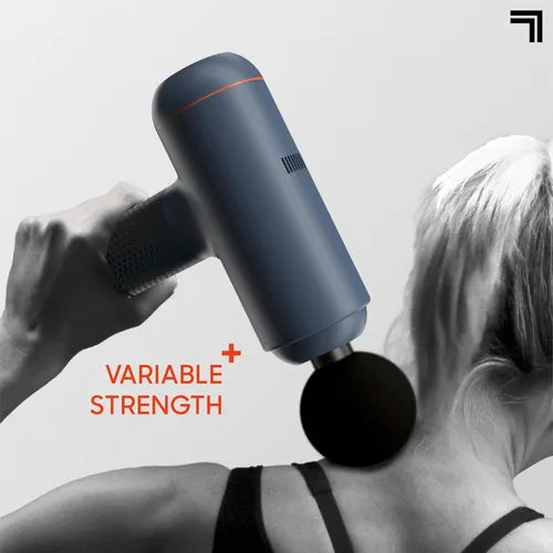 Miniatura 5 de Sharper Image Pistola de masaje de percusión de tejido profundo, masajeador de mano recargable Powerboost Max, 7 velocidades ajustables, 6 cabezales