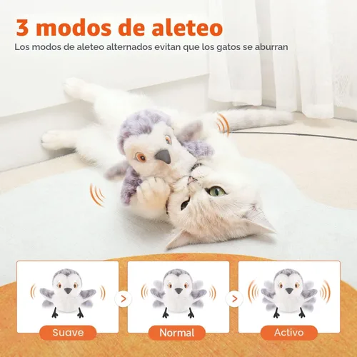 Miniatura 3 de Potaroma Juguetes para Gatos Ave Flapping (No Vuela), Canturreo Realista de Andarríos, Juguete Interactivo para Gatito Recargable Activado por