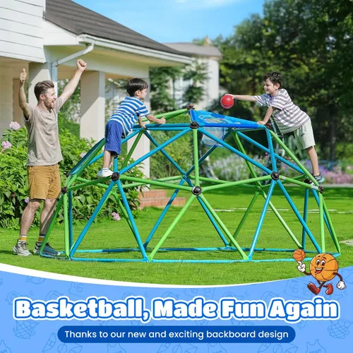 Miniatura 4 de Zupapa Domo de Escalada de 10 Pies, Gimnasio de Jungla al Aire Libre para Niños con Agarre de Escalada - Escalador de Cúpula Geométrica que Soporta