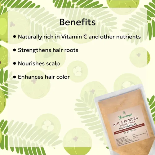 Miniatura 4 de Pure Amla (grosella espinosa india - súper rico en vitamina C) polvo para cabello 300 gms - 3 paquetes de 3.53 oz cada uno Vegano