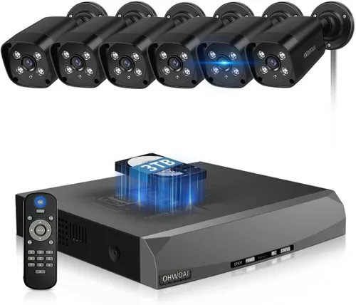 Miniatura 11 de Sistema de cámara de seguridad para exteriores con cable 4K Ultra HD y visión nocturna IR de 100 pies, cámaras POE para seguridad del hogar, kit