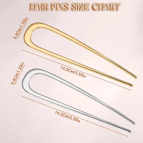 Miniatura 2 de 2 horquillas francesas para mujer, pinzas de metal en forma de U de 5.5 pulgadas para moños, torsión francesa y recogidos, accesorios