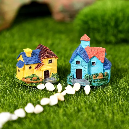 Miniatura 7 de TINKSKY 4 piezas de casa de muñecas en miniatura, bonsái, manualidades, jardín, resina, paisaje, bricolaje, decoración de villa, regalo