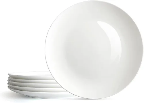 YFWOOD Juego de 6 platos llanos de cerámica, juego de vajilla de cocina de 10.5 pulgadas, vajilla redonda contemporánea de porcelana, apta para