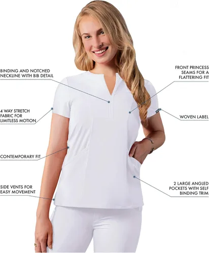 Miniatura 2 de Adar - Ropa quirúrgica Addition para mujer, blusa médica con cuello en V y muescas
