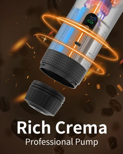 Miniatura 4 de Cafetera eléctrica portátil de espresso, cafetera de viaje compatible con café molido y cápsulas NS (Blanco con pantalla LCD)