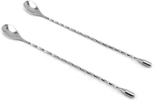 Miniatura 2 de Cuchara mezcladora de acero inoxidable de 12 pulgadas, cucharas de barra de cuello giratorio, cuchara coctelera de bar, paquete de 3