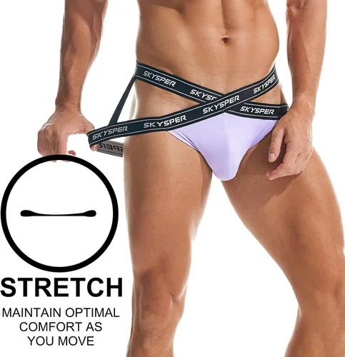 Miniatura 79 de SKYSPER Jock Strap Athletic Supporter para hombres Sexy Jockstrap Ropa interior masculina