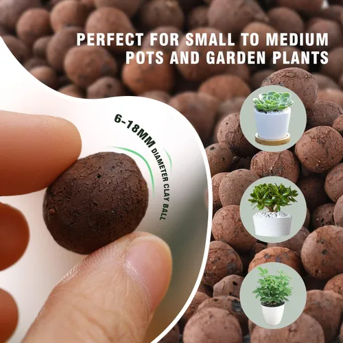 Miniatura 4 de Piedrecillas de arcilla orgánicas naturales, 2 libras 8mm-18mm, bolas de Leca expandidas para el suelo de jardín de plantas, medio de cultivo