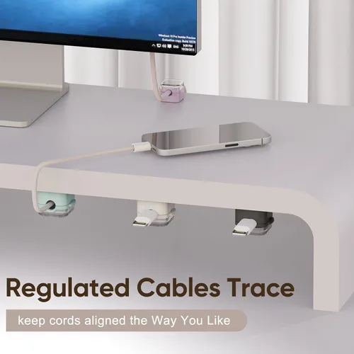 Miniatura 3 de Paquete de 9 soportes magnéticos para cables, clips magnéticos para cables de escritorio con adhesivo fuerte, organizador de cables para gestión
