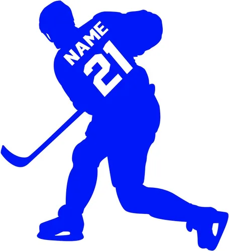 Miniatura 5 de VWAQ - Adhesivo decorativo para pared con diseño de jugador de hockey, personalizable, para habitación de niños, CS23