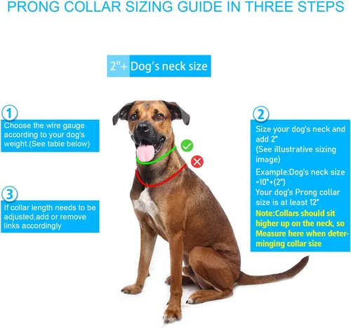 Miniatura 4 de Collar de punta para perro, collar de entrenamiento para perros con clip de liberación rápida, eslabones ajustables de acero inoxidable con puntas