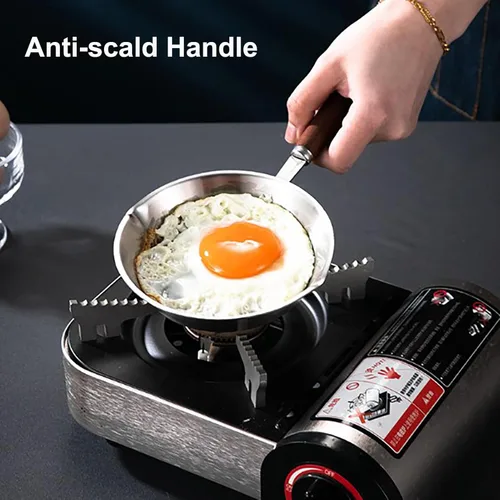 Miniatura 4 de Luqeeg Sartén de acero inoxidable, mini sartén antiadherente, compatible con estufas de inducción, estufas de gas, sartén con mango ergonómico