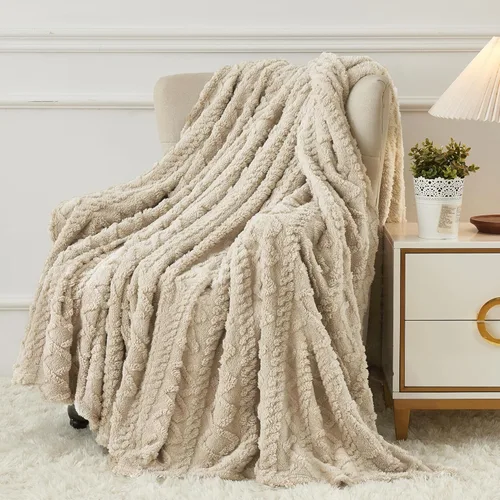 Miniatura 29 de Aganear Manta Gemela – Diseño elegante 3D, manta ligera portátil de lujo súper suave, esponjosa, cálida, acogedora, mullida para sofá, sala de Gris