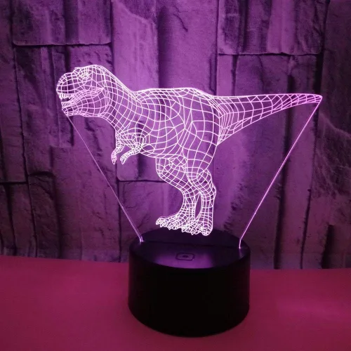 Miniatura 4 de Wiscky - Lámpara de escritorio con luz nocturna 3D de dinosaurio, 7 colores con ilusión óptica de control táctil, con base acrílica plana y ABS