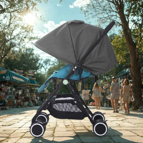 Miniatura 9 de LweiPsqLin Parasol para cochecito de bebé, impermeable, UPF50+, cubierta opaca Lycra ligera con malla ventilada Se adapta a asiento de automóvil