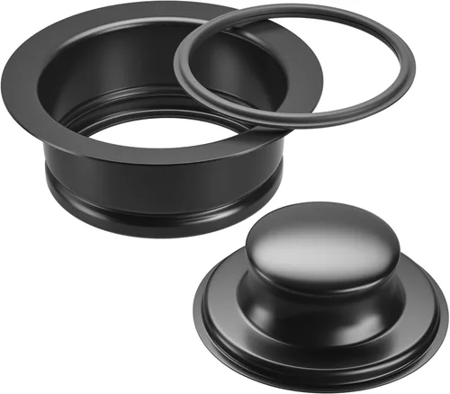 Miniatura 2 de Brida de eliminación de basura y tapón de fregadero, apto para drenaje de fregadero estándar de acero inoxidable de 3-1/2 pulgadas (negro mate)