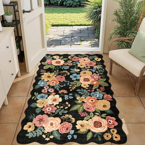 Miniatura 193 de DUKINO Alfombra de área de 6 x 9 pies, alfombra floral para sala de estar, ligera, antideslizante, lavable, alfombra de interior de pelo bajo